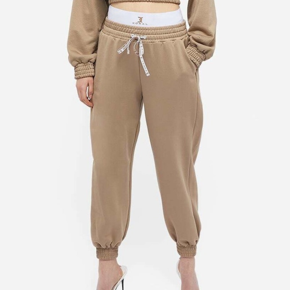 Koral Tan Joggers with Elastic Cuffs